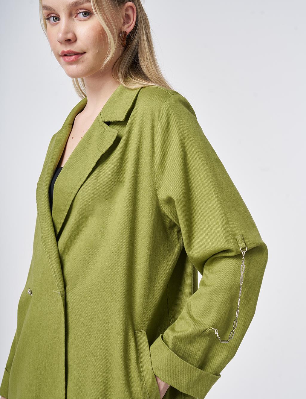Buttoned Blazer Jacket Matcha Green