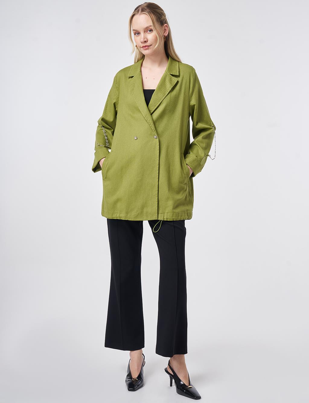 Buttoned Blazer Jacket Matcha Green