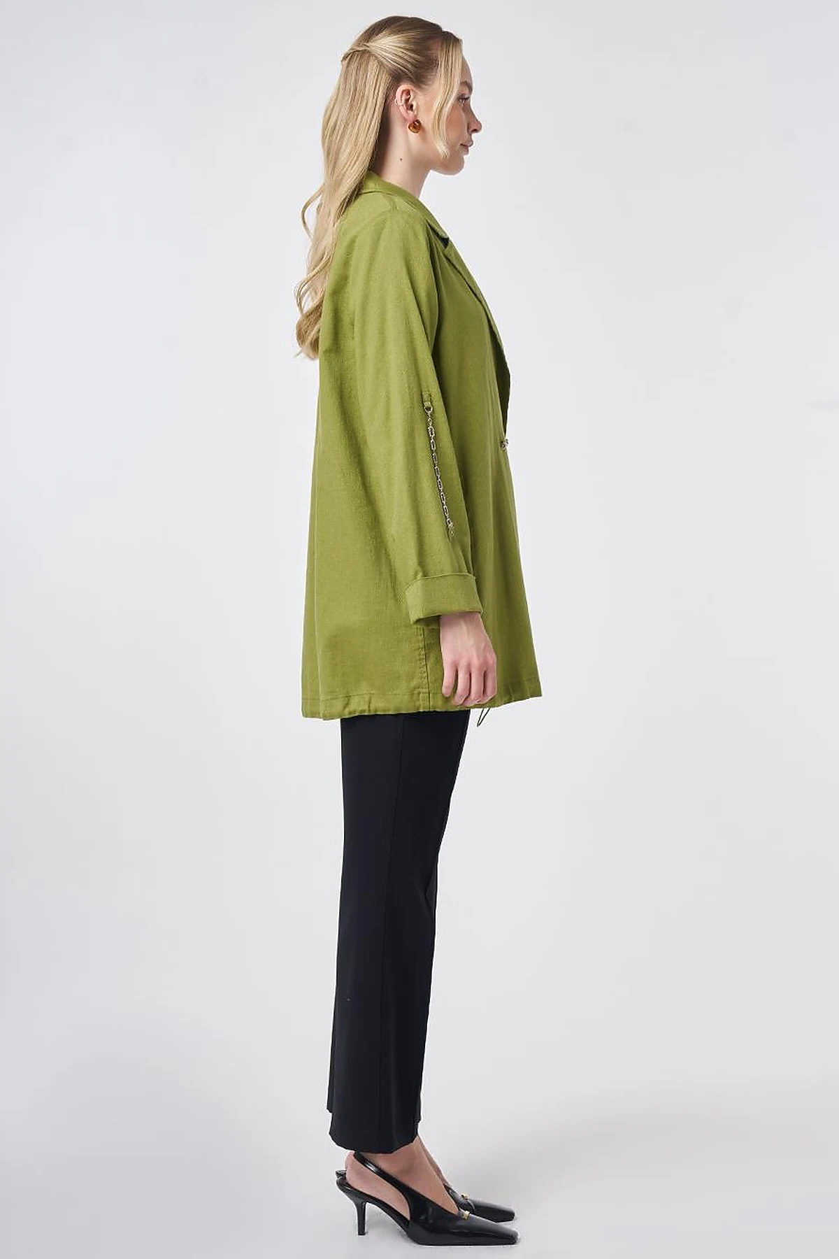 Buttoned Blazer Jacket Matcha Green