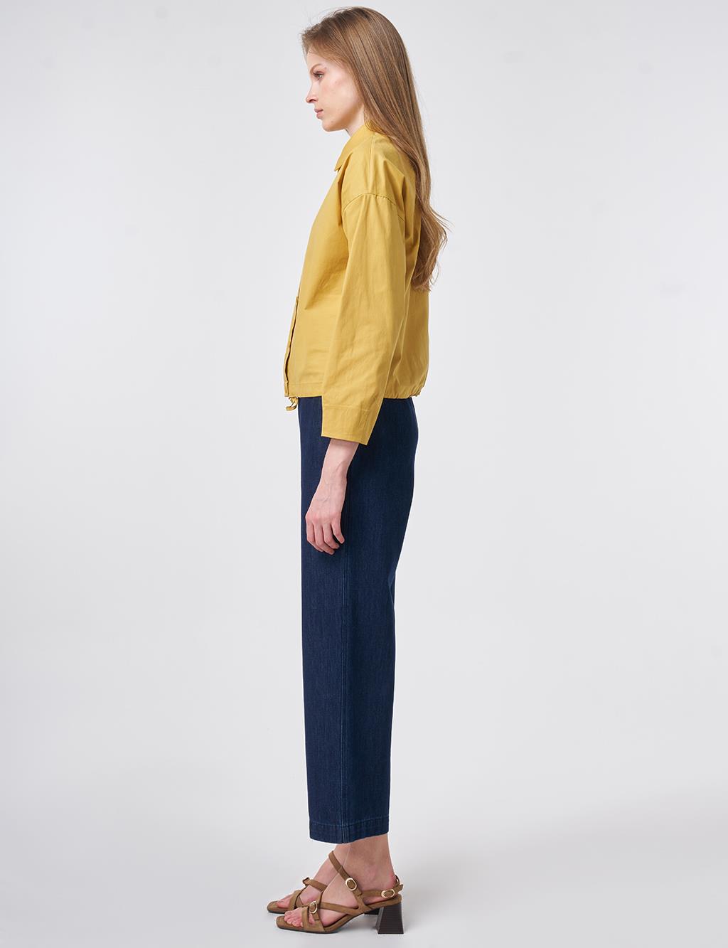 Embroidered Cotton Blouse Mustard