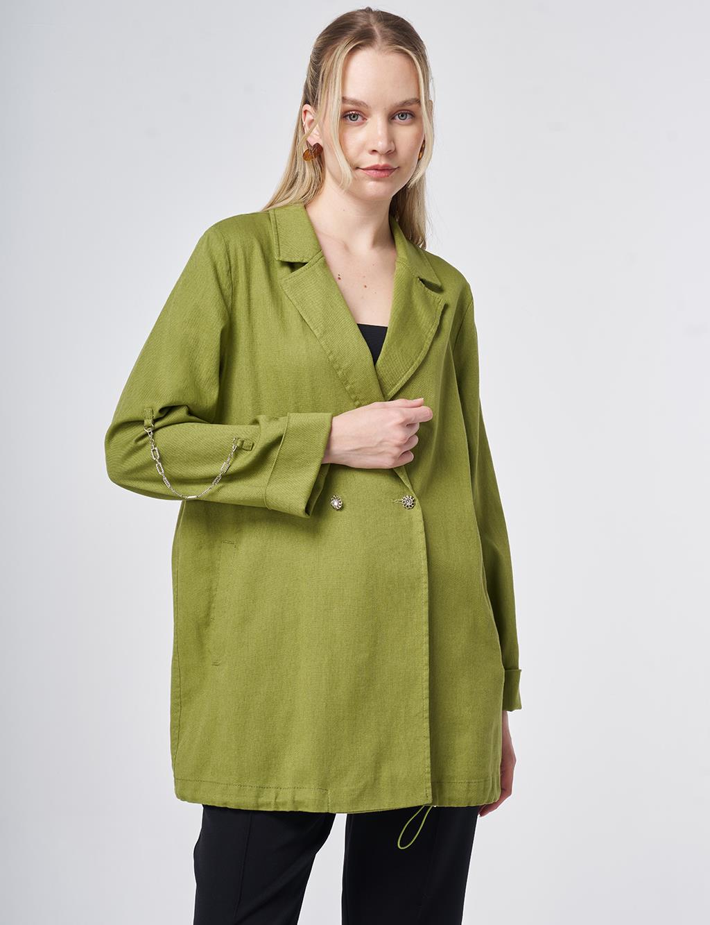 Buttoned Blazer Jacket Matcha Green