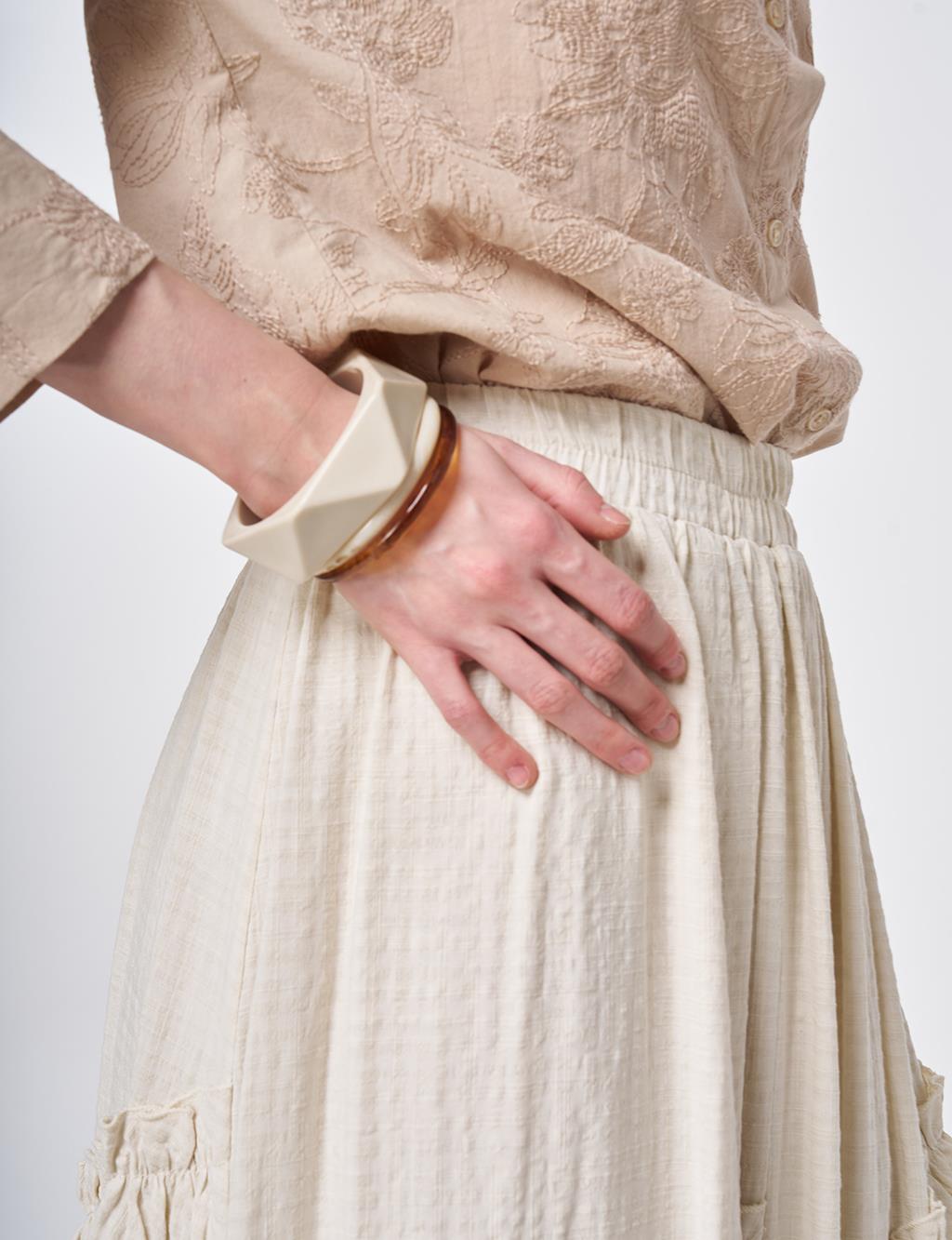 Asimetrik Kesim Etek Krem 