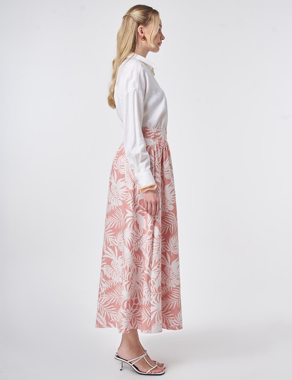 Patterned A-Line Skirt Terracotta