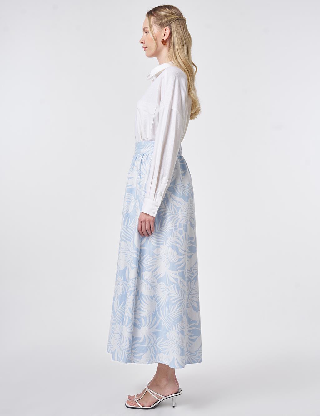 Patterned A-Line Skirt Light Air Force Blue