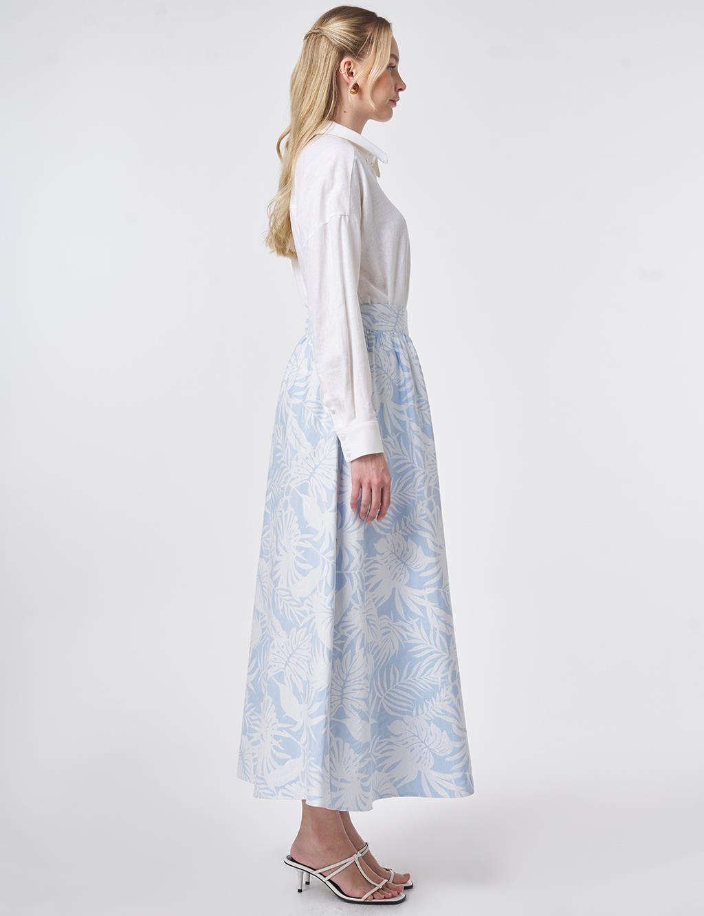 Patterned A-Line Skirt Light Air Force Blue