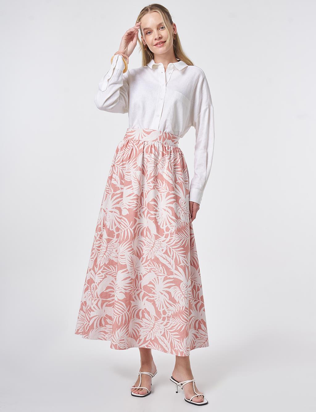 Patterned A-Line Skirt Terracotta