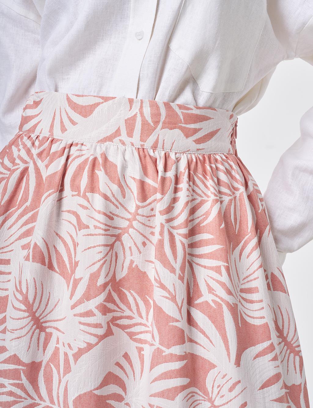 Patterned A-Line Skirt Terracotta