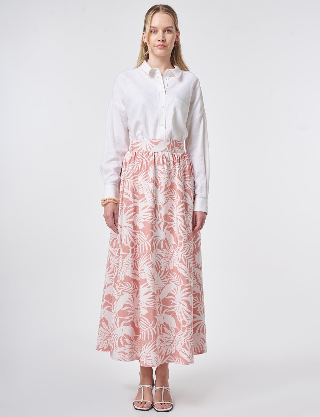 Patterned A-Line Skirt Terracotta