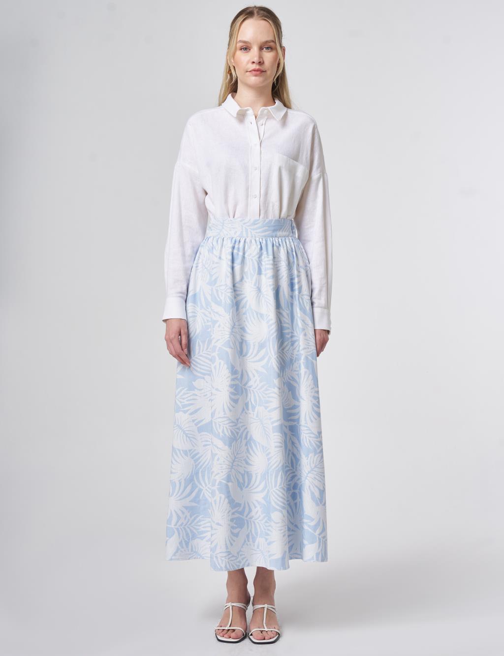 Patterned A-Line Skirt Light Air Force Blue