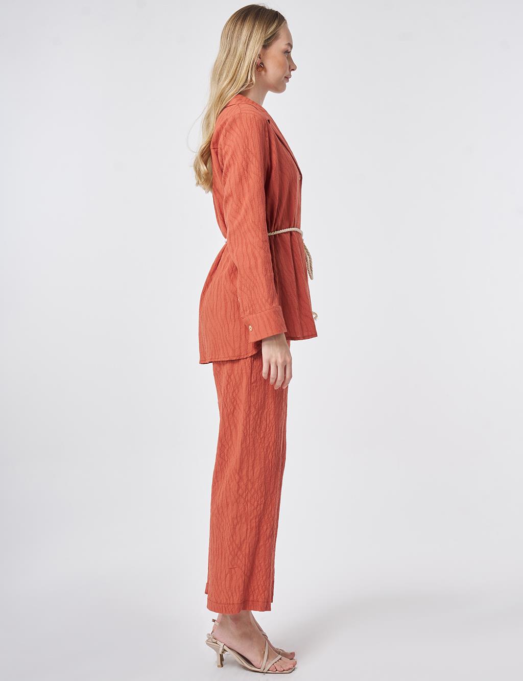 Rope Belt Detail Cotton Two-Piece Set – Terracotta