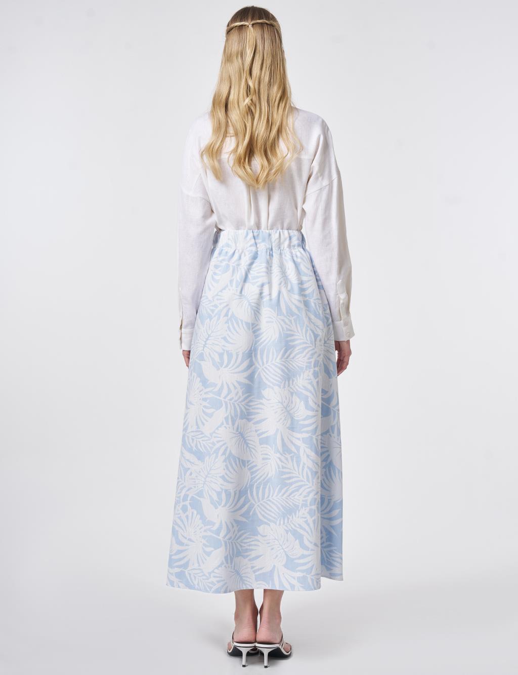 Patterned A-Line Skirt Light Air Force Blue