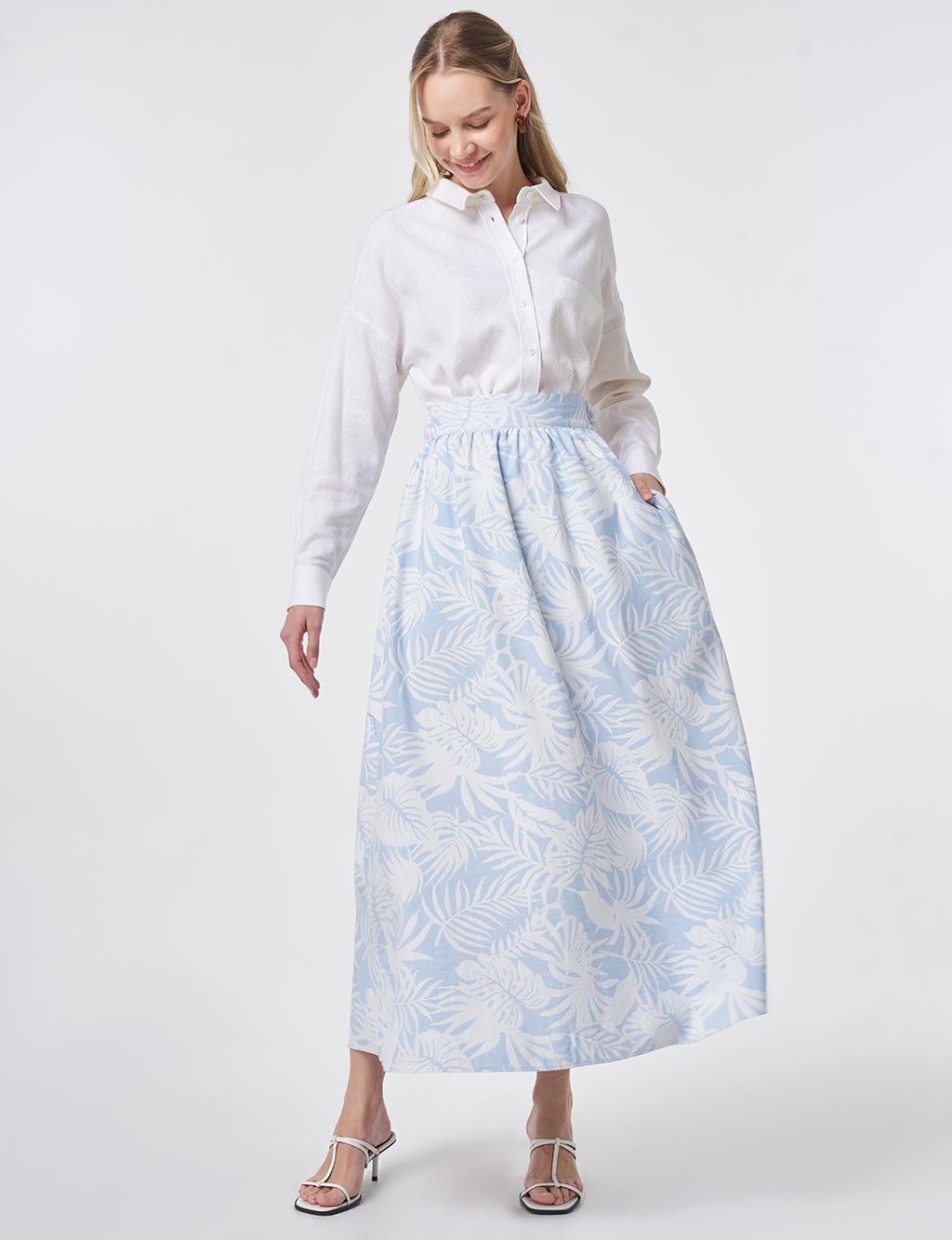 Patterned A-Line Skirt Light Air Force Blue