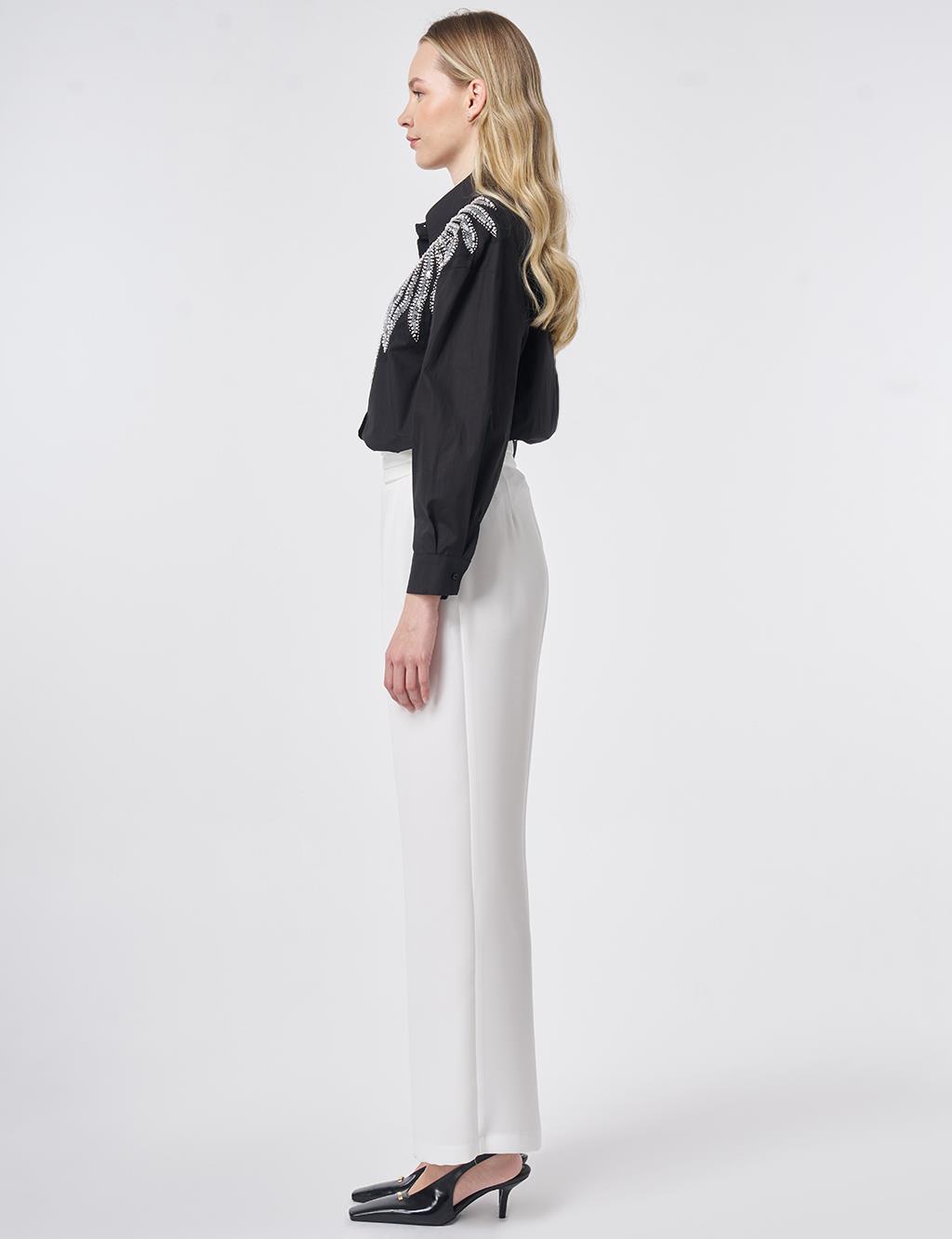 Pleated Crepe Trousers Optical White