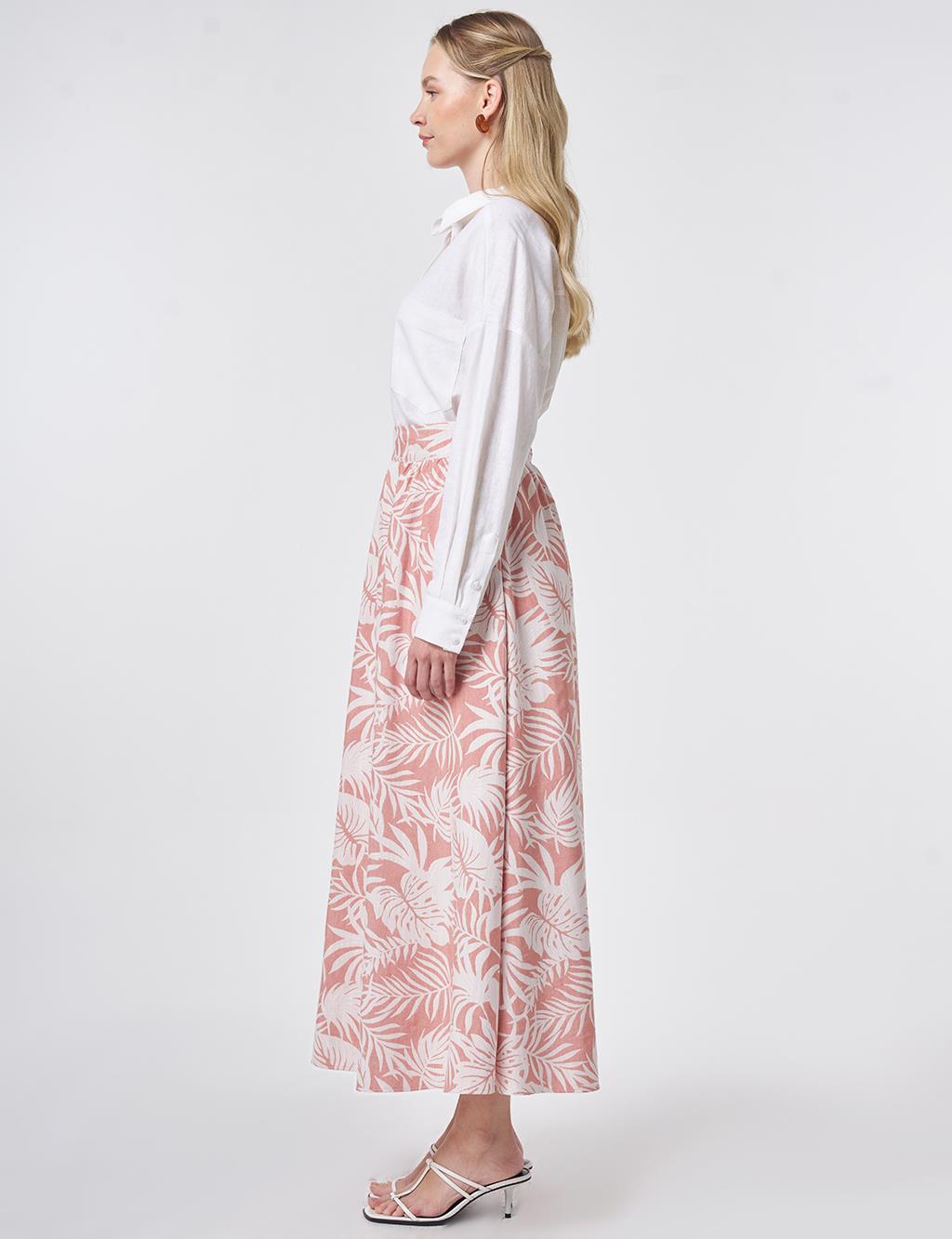 Patterned A-Line Skirt Terracotta