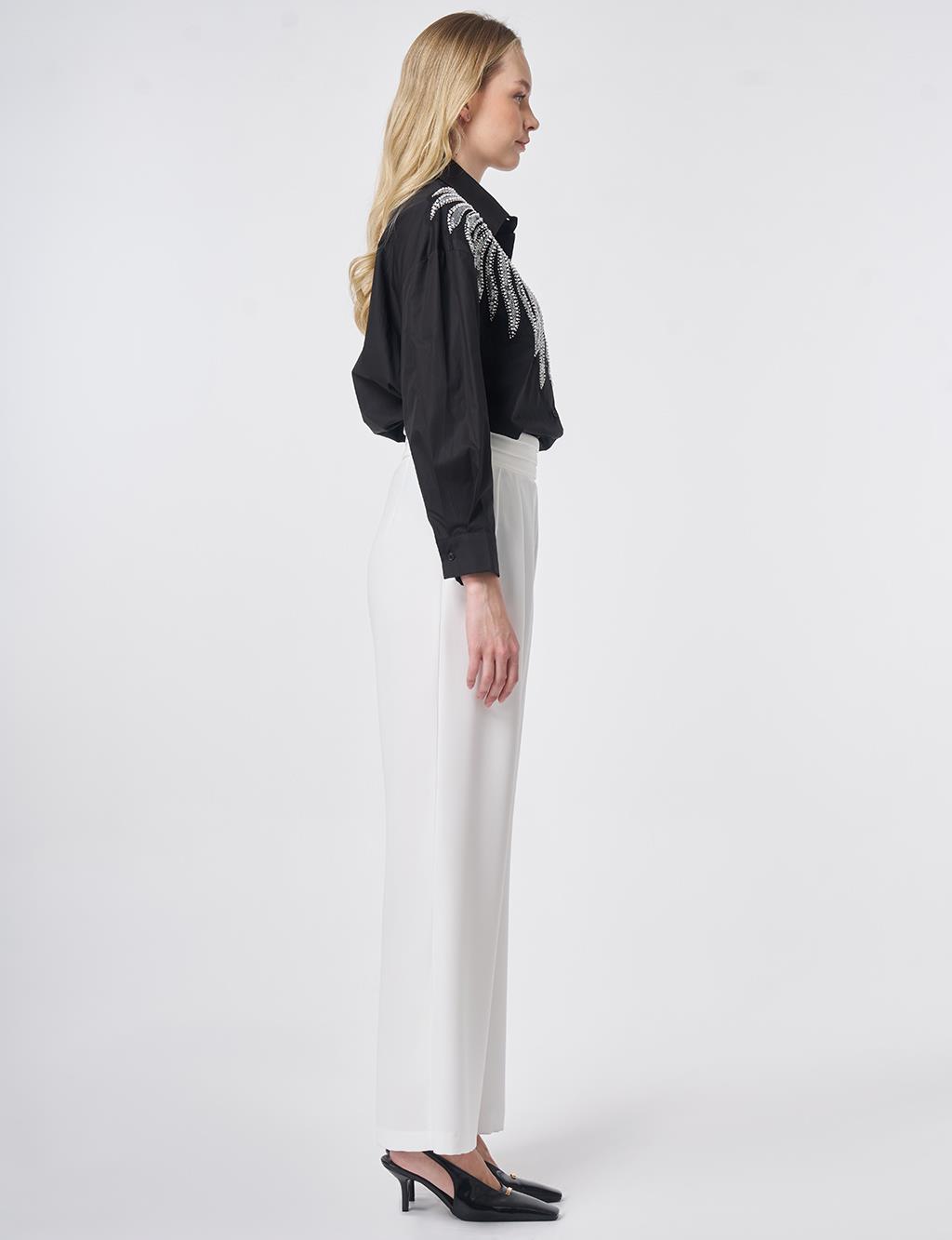 Pleated Crepe Trousers Optical White