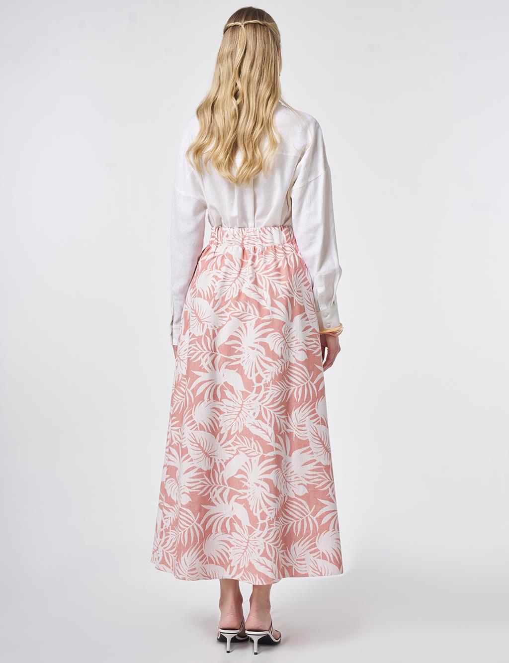 Patterned A-Line Skirt Terracotta