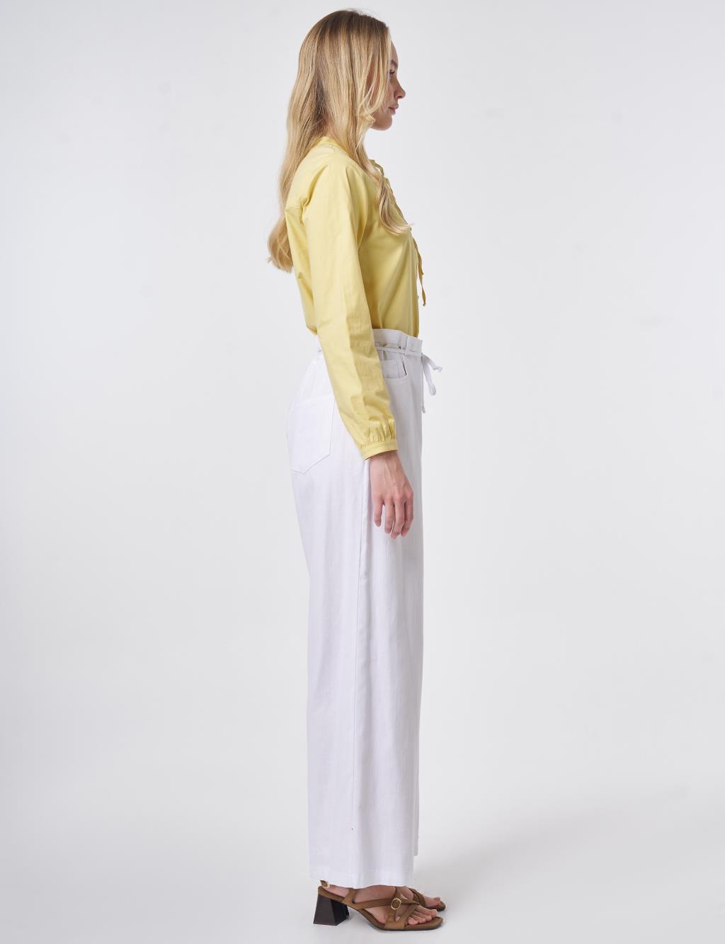 Drawstring Belt Non-Denim Trousers Optical White