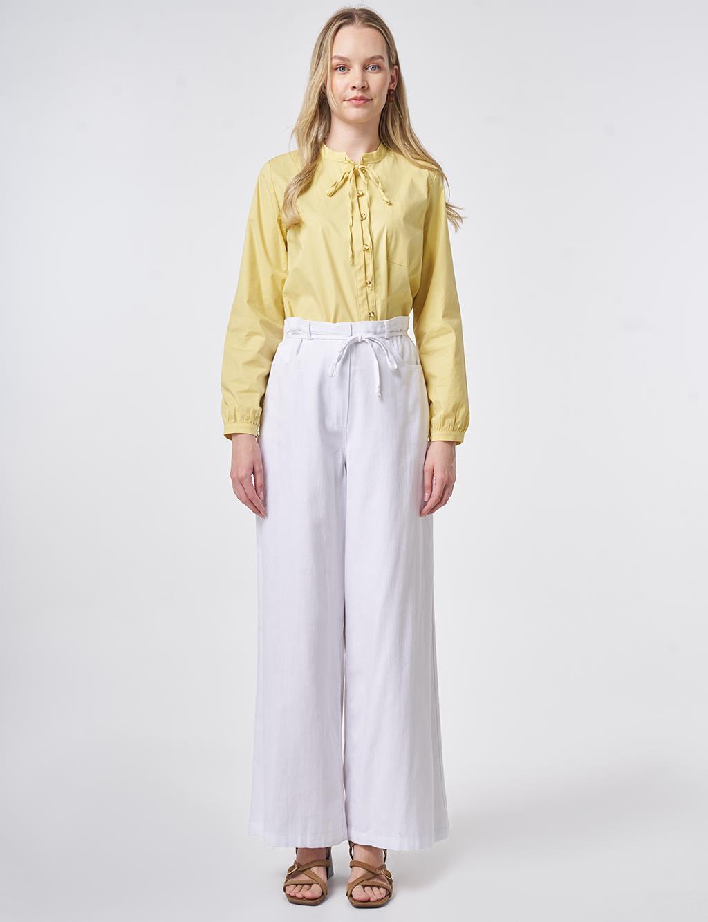 Drawstring Belt Non-Denim Trousers Optical White