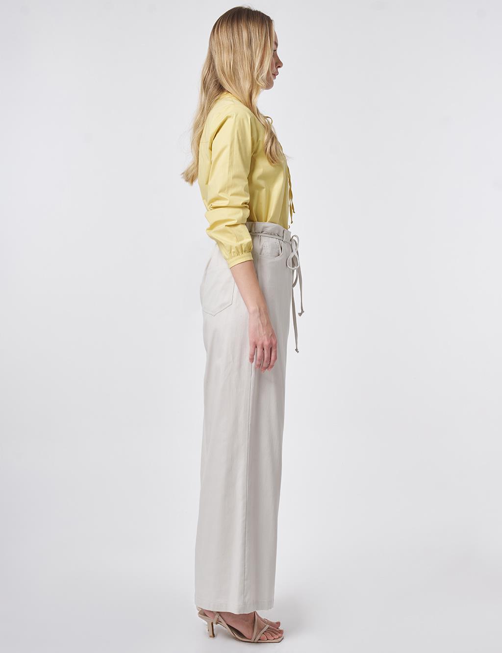 Drawstring Belt Non-Denim Trousers Gray