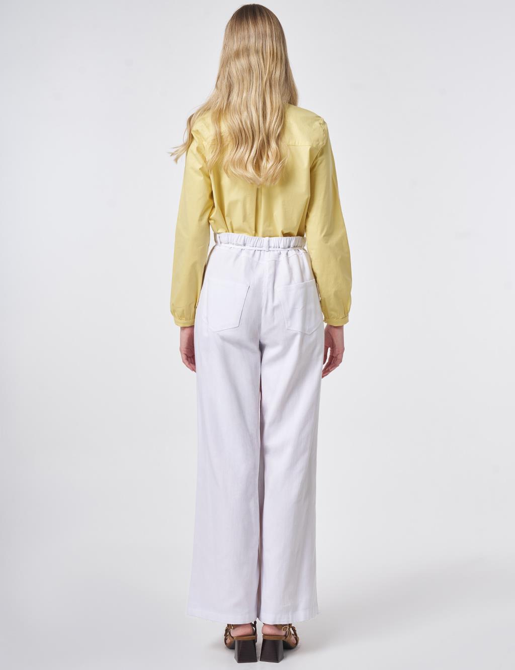 Drawstring Belt Non-Denim Trousers Optical White