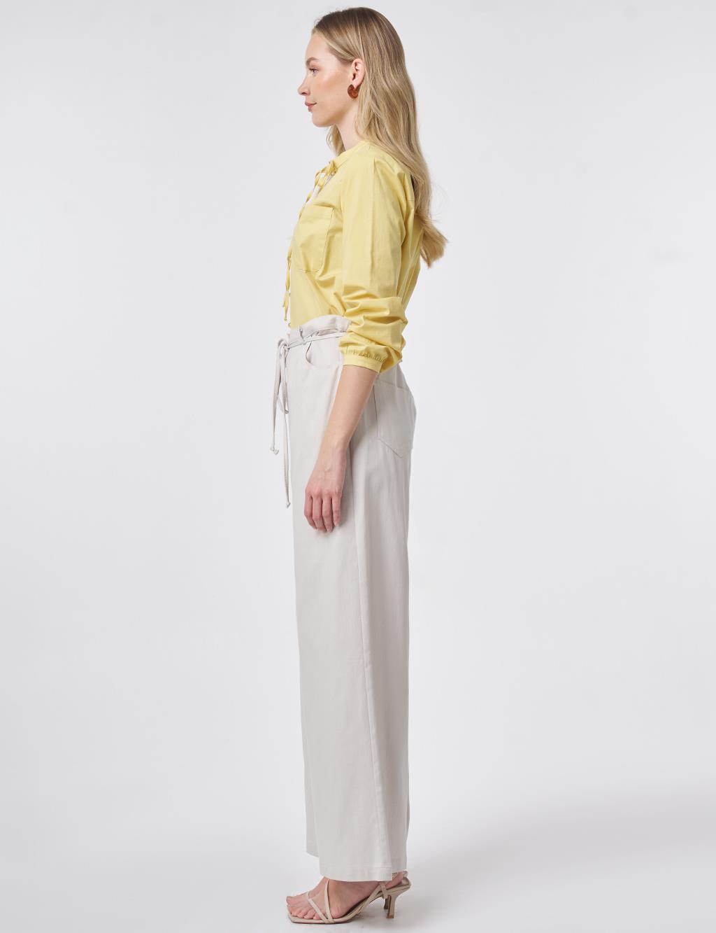 Drawstring Belt Non-Denim Trousers Gray