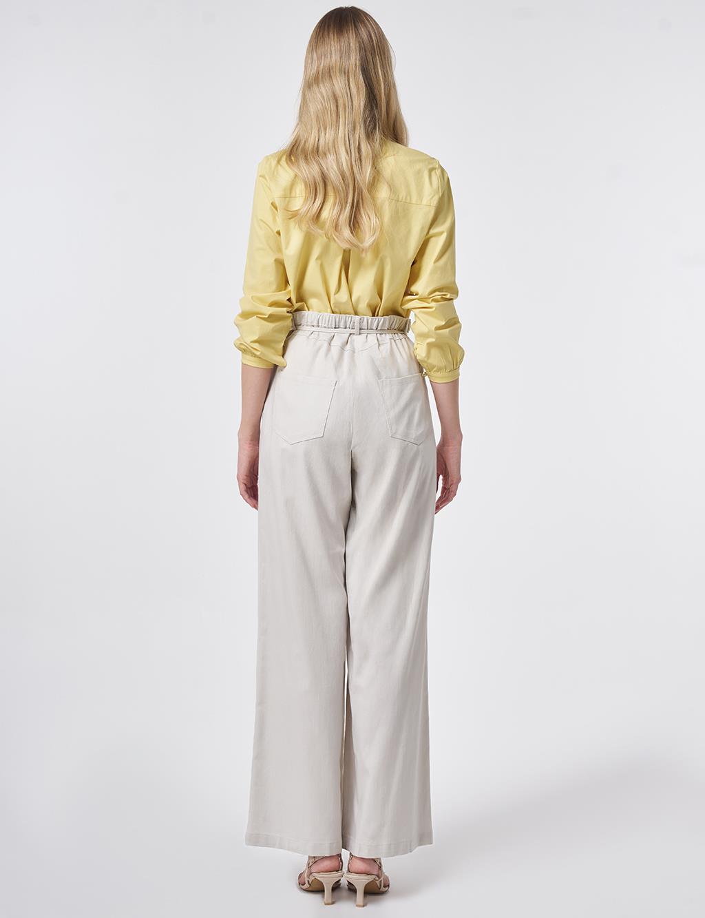 Drawstring Belt Non-Denim Trousers Gray