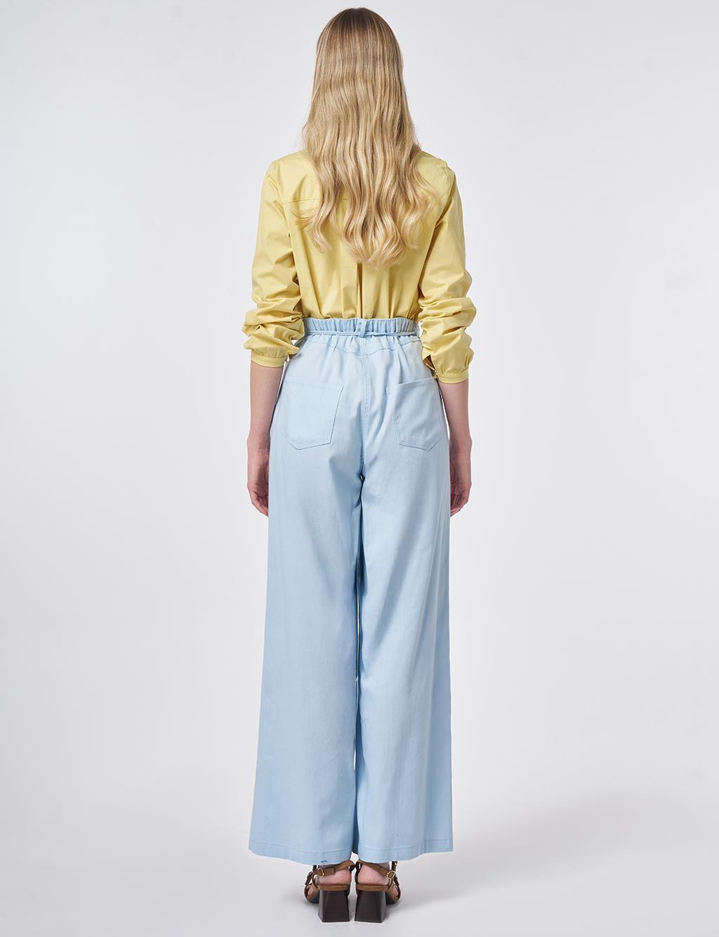 İp Kemerli Non Denim Pantolon Mavi 