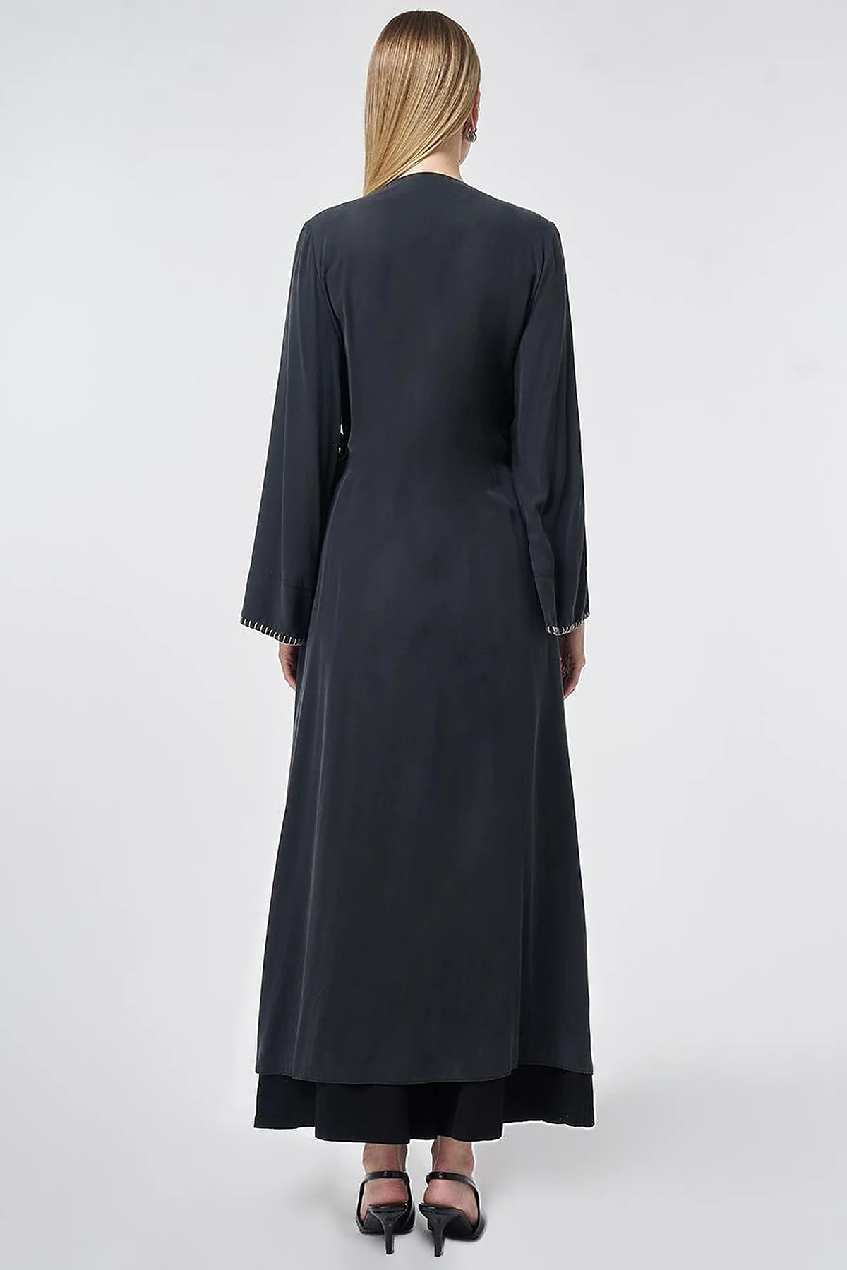 Topstitched Modal Throw-On Cardigan – Black