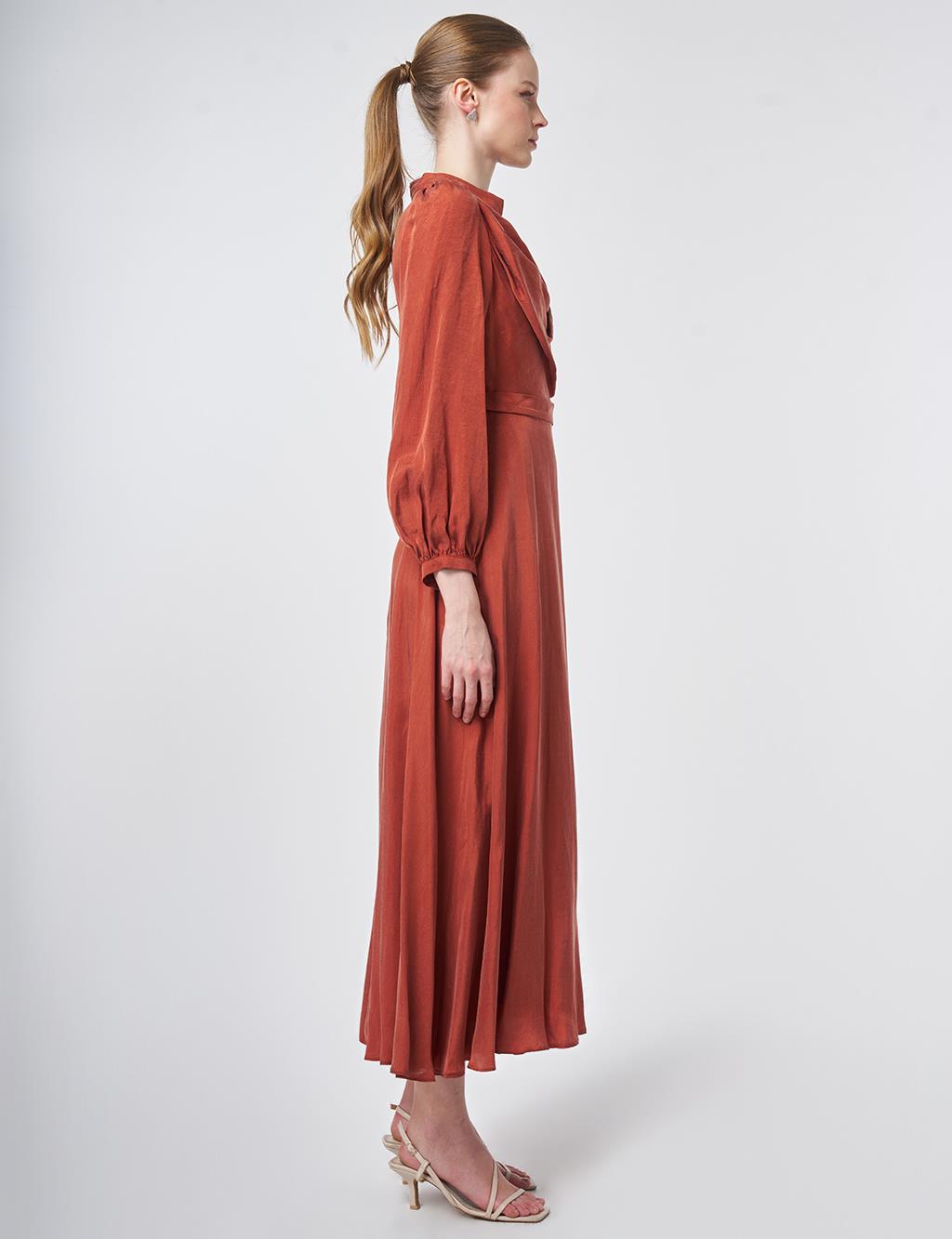 100% Lyocell Cowl Neck Dress – Terracotta