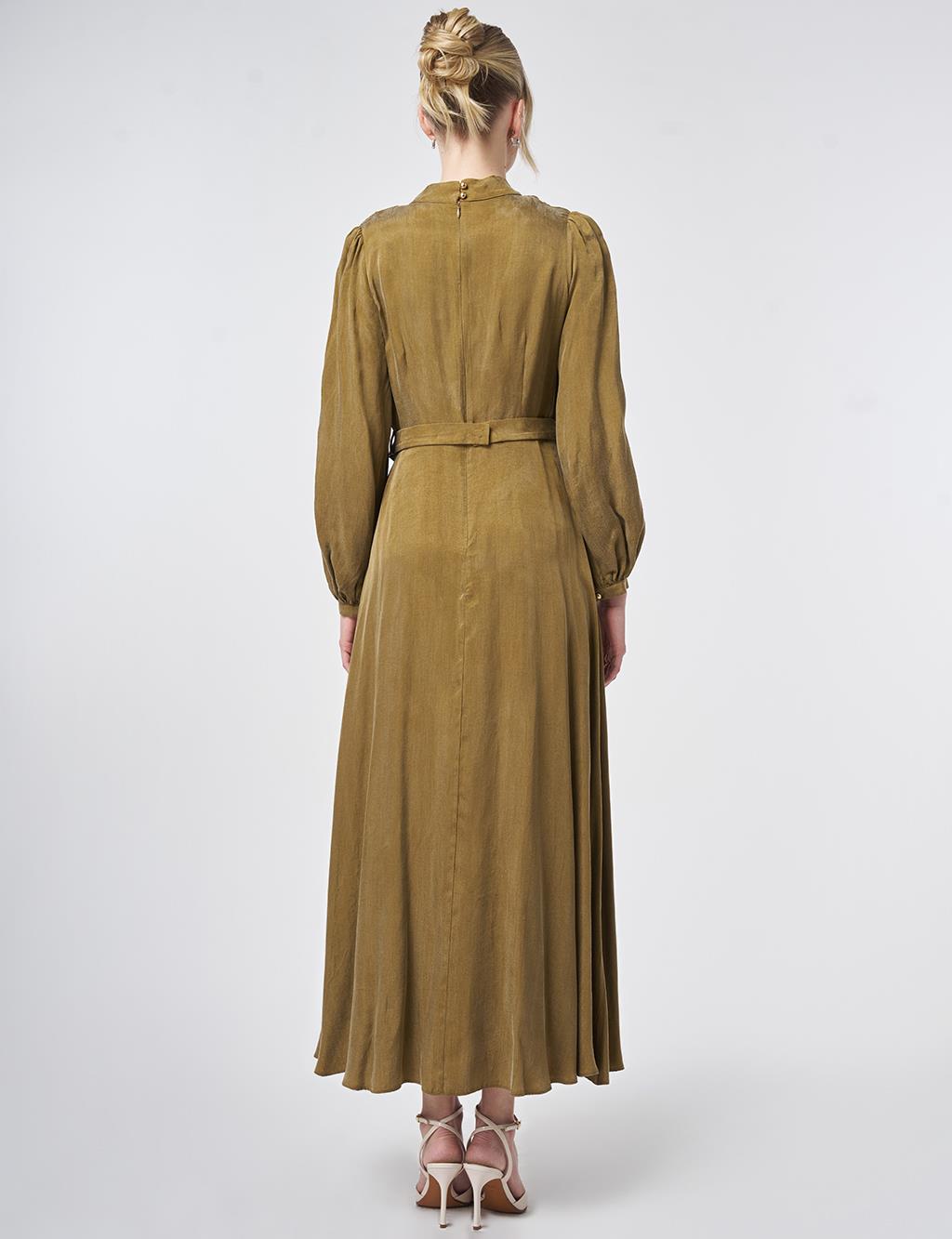 100% Lyocell Cowl Neck Dress – Dark Olive