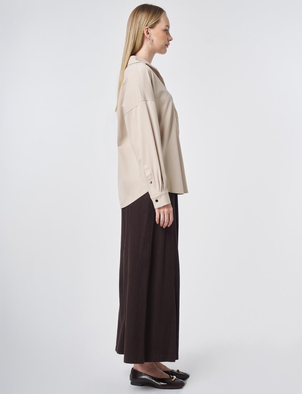 Polo Collar Rayon Sweatshirt – Stone