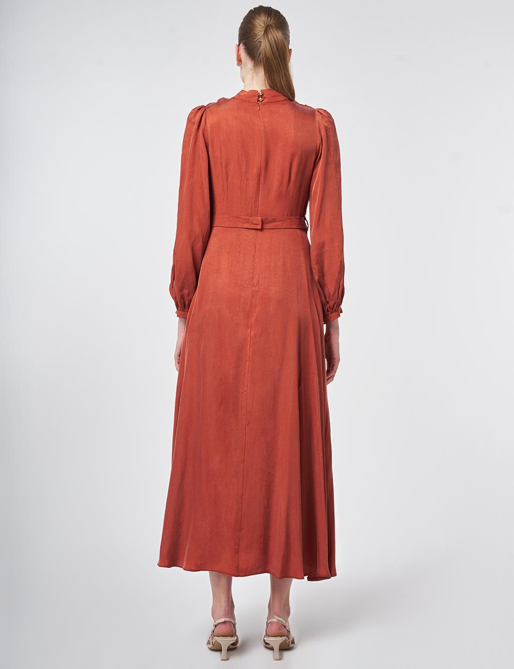 100% Lyocell Cowl Neck Dress – Terracotta