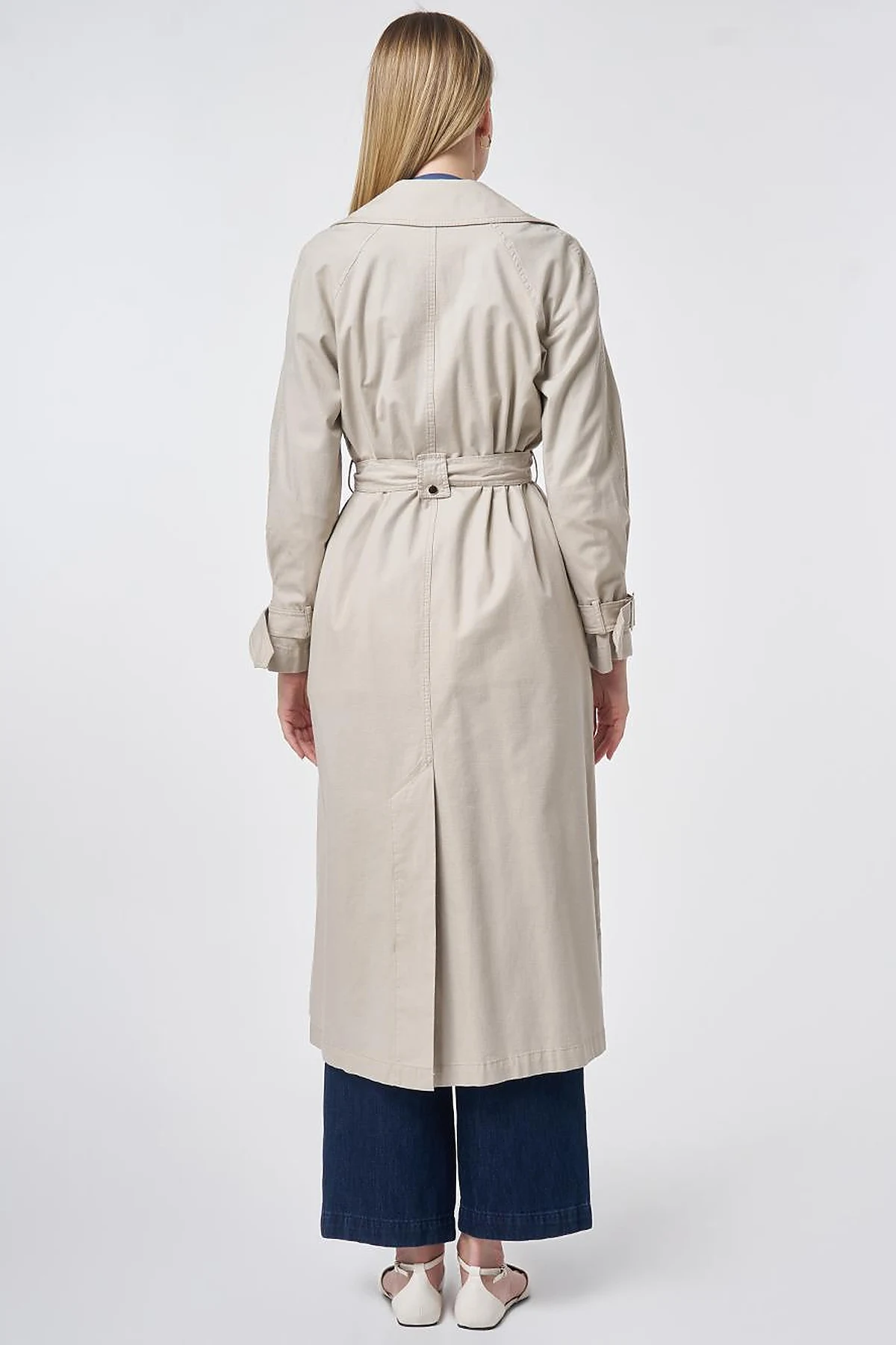 Stitch-Detail Trench Coat – Stone