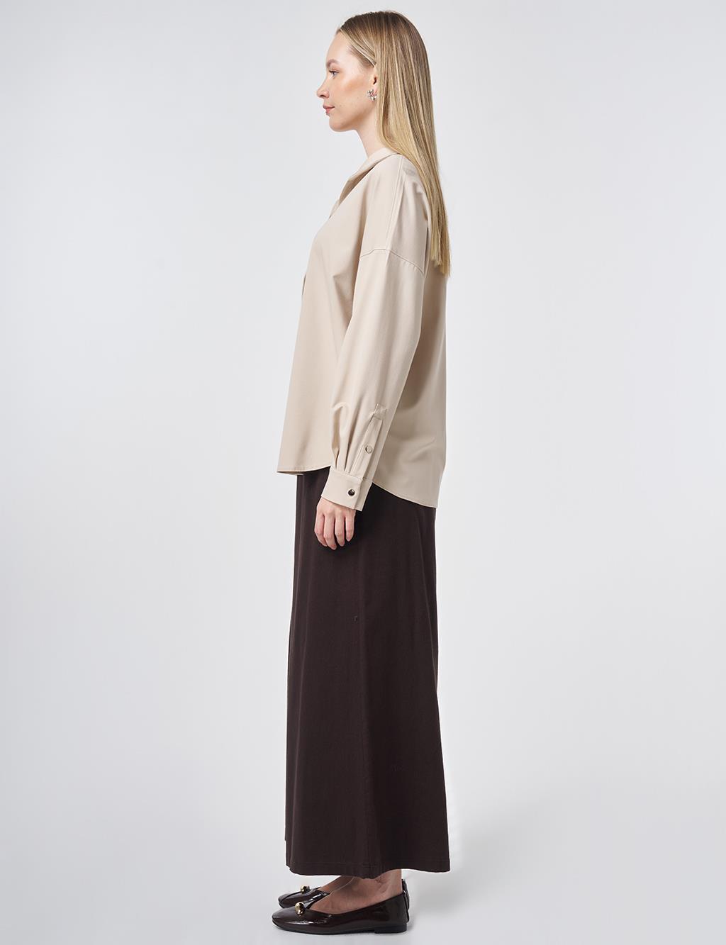 Polo Collar Rayon Sweatshirt – Stone