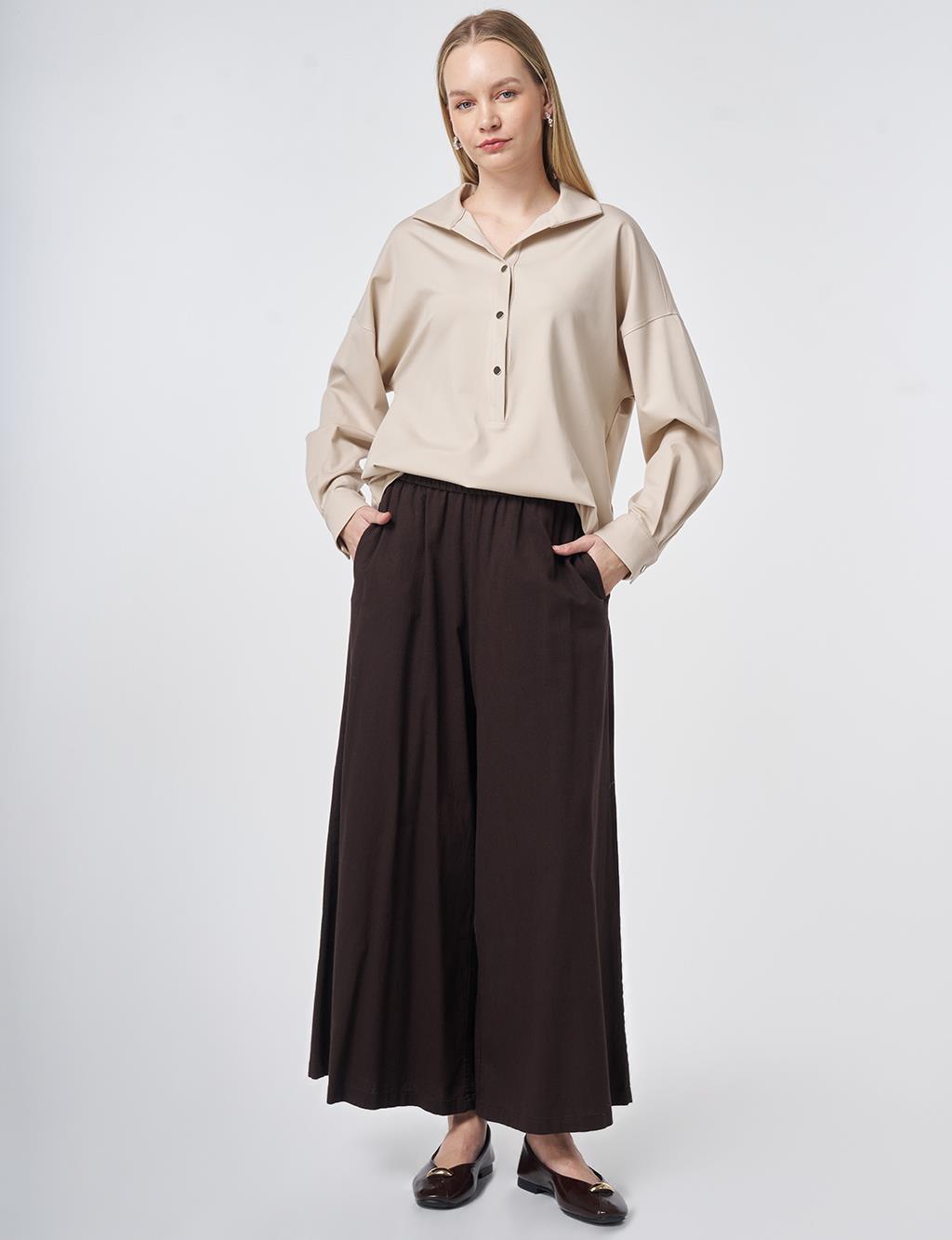 Polo Collar Rayon Sweatshirt – Stone