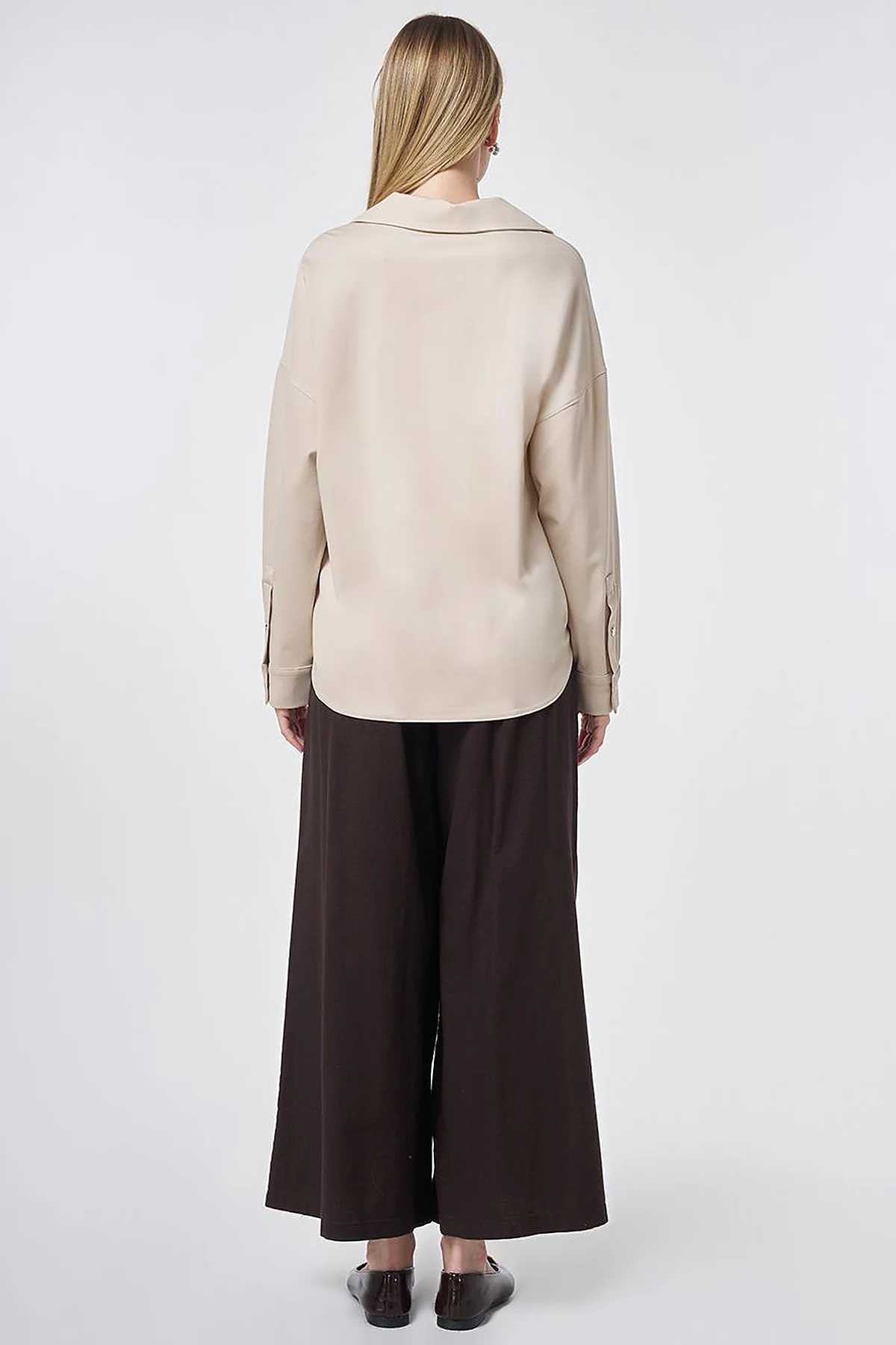 Polo Collar Rayon Sweatshirt – Stone