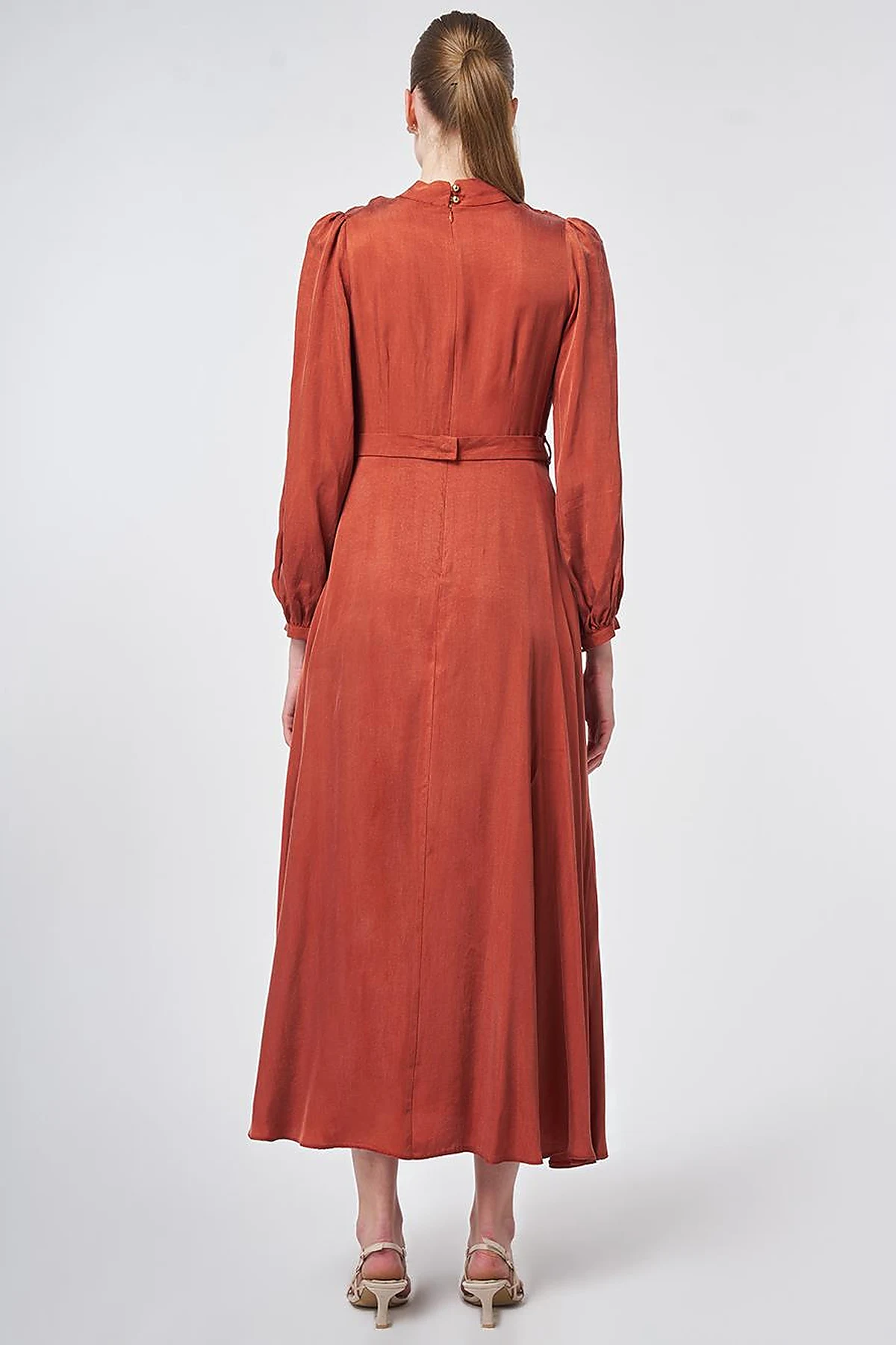 100% Lyocell Cowl Neck Dress – Terracotta