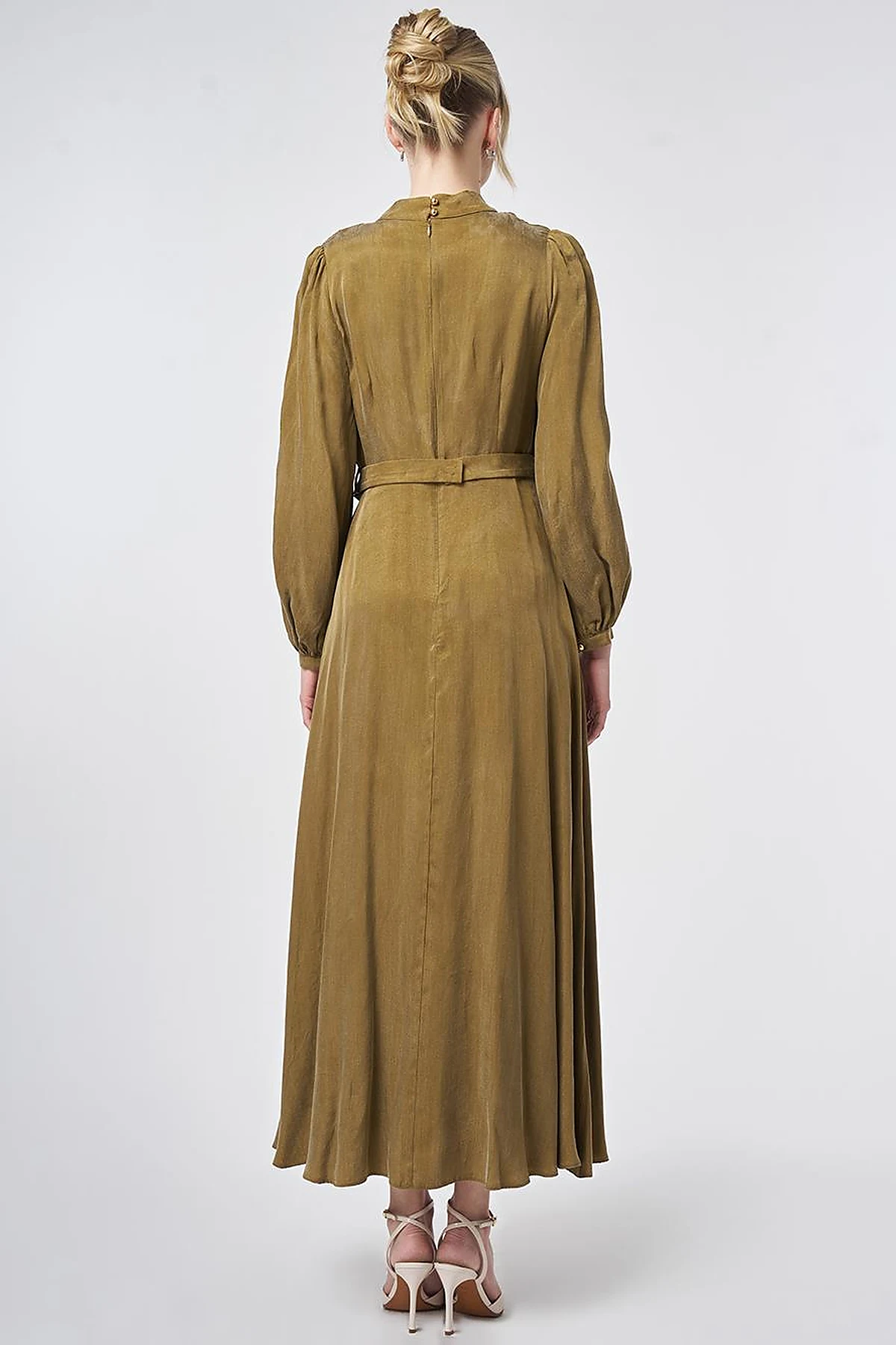 100% Lyocell Cowl Neck Dress – Dark Olive