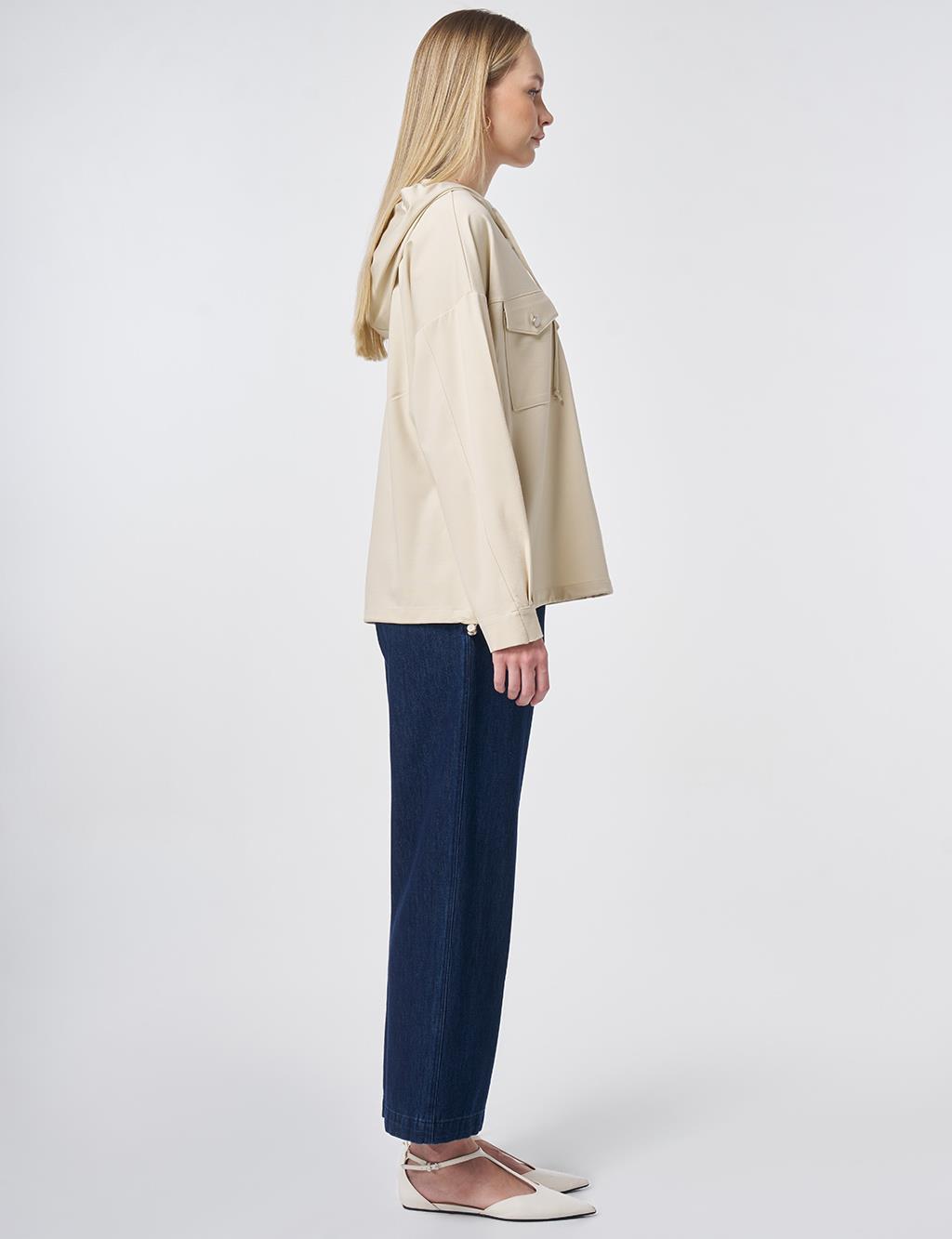 Hooded Rayon Sweatshirt Cream