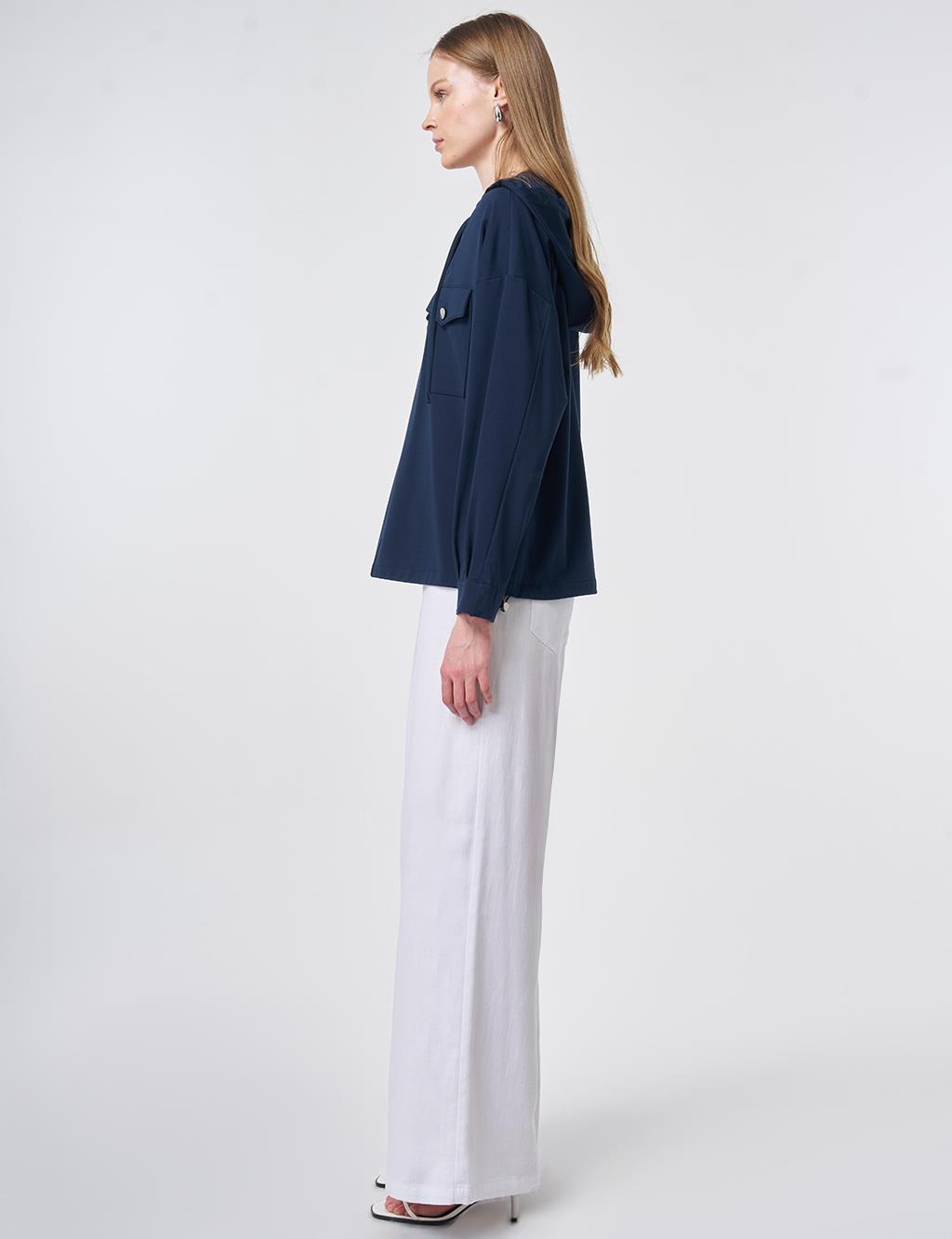 Hooded Rayon Sweatshirt Dark Navy