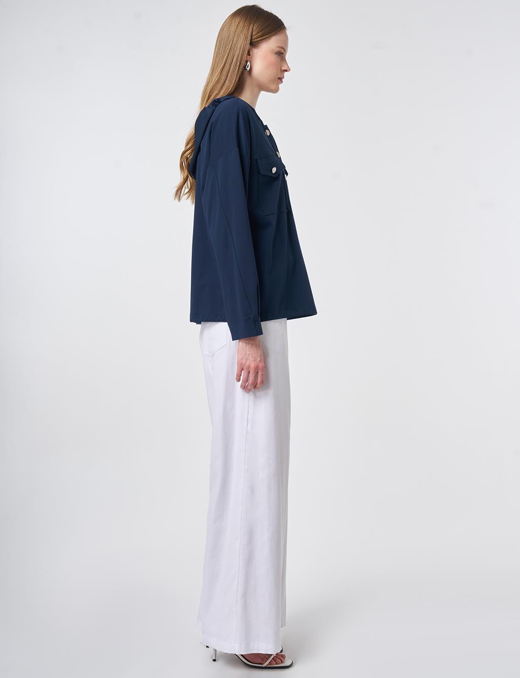 Hooded Rayon Sweatshirt Dark Navy