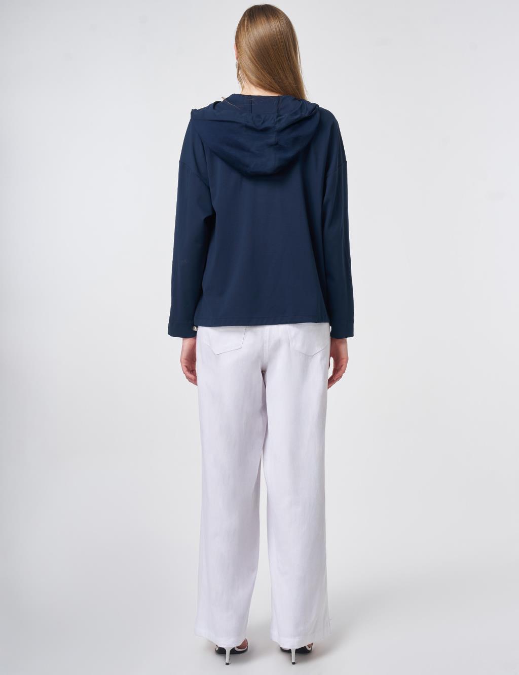 Hooded Rayon Sweatshirt Dark Navy