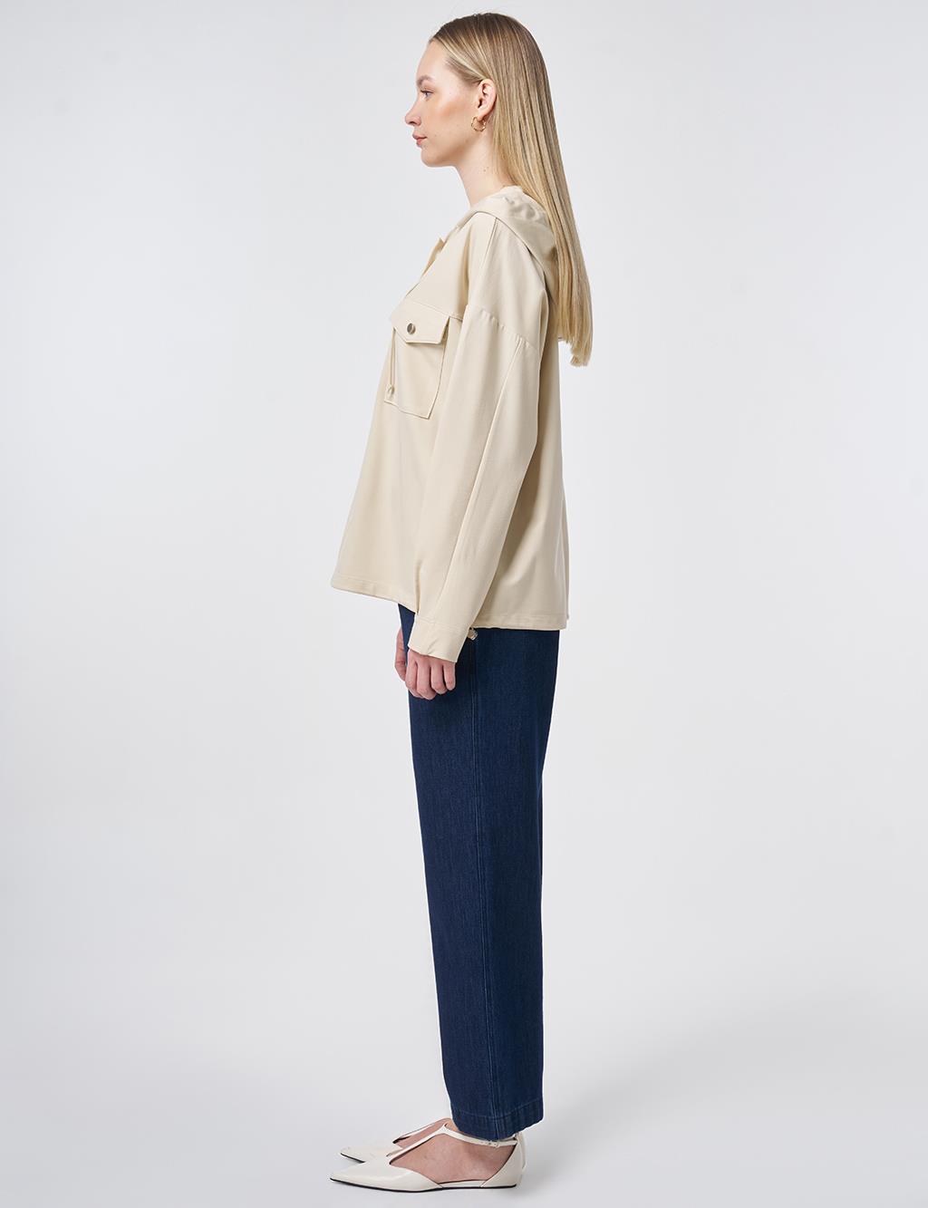 Hooded Rayon Sweatshirt Cream