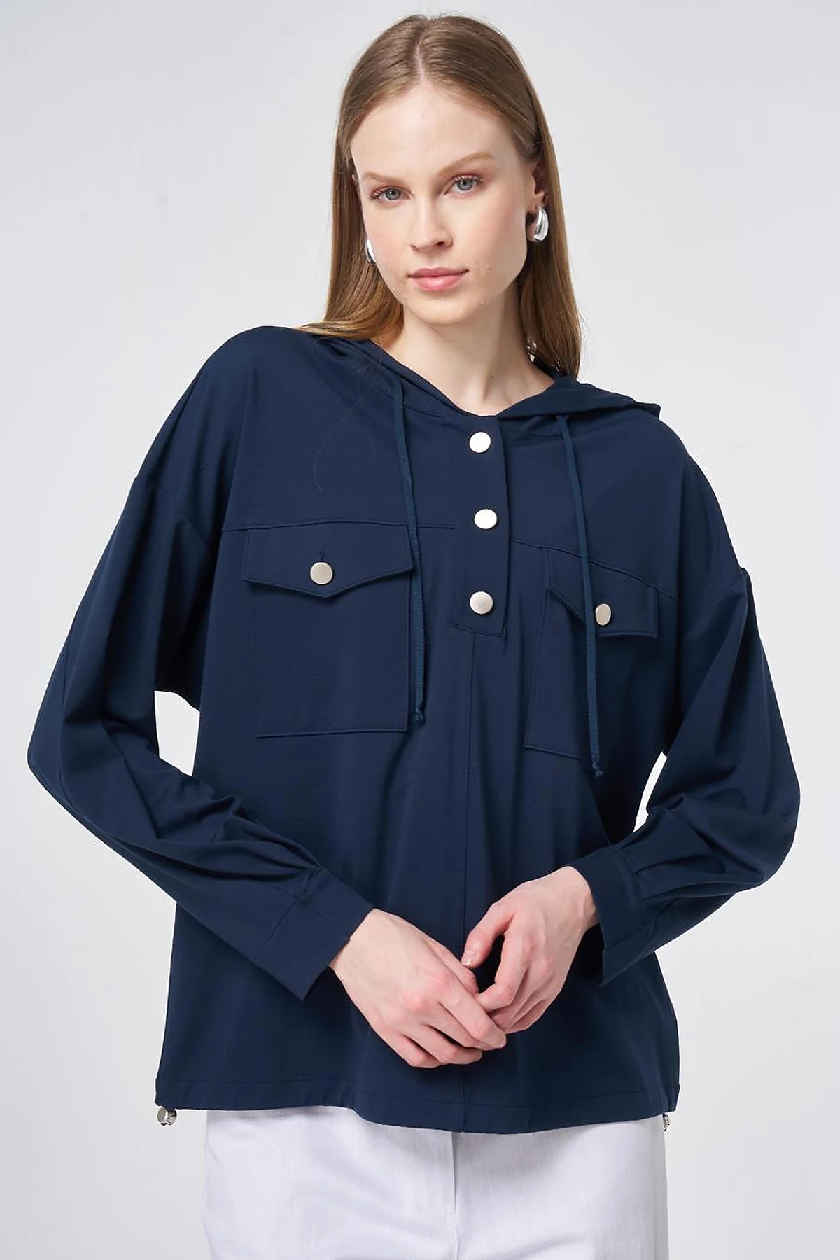 Hooded Rayon Sweatshirt Dark Navy