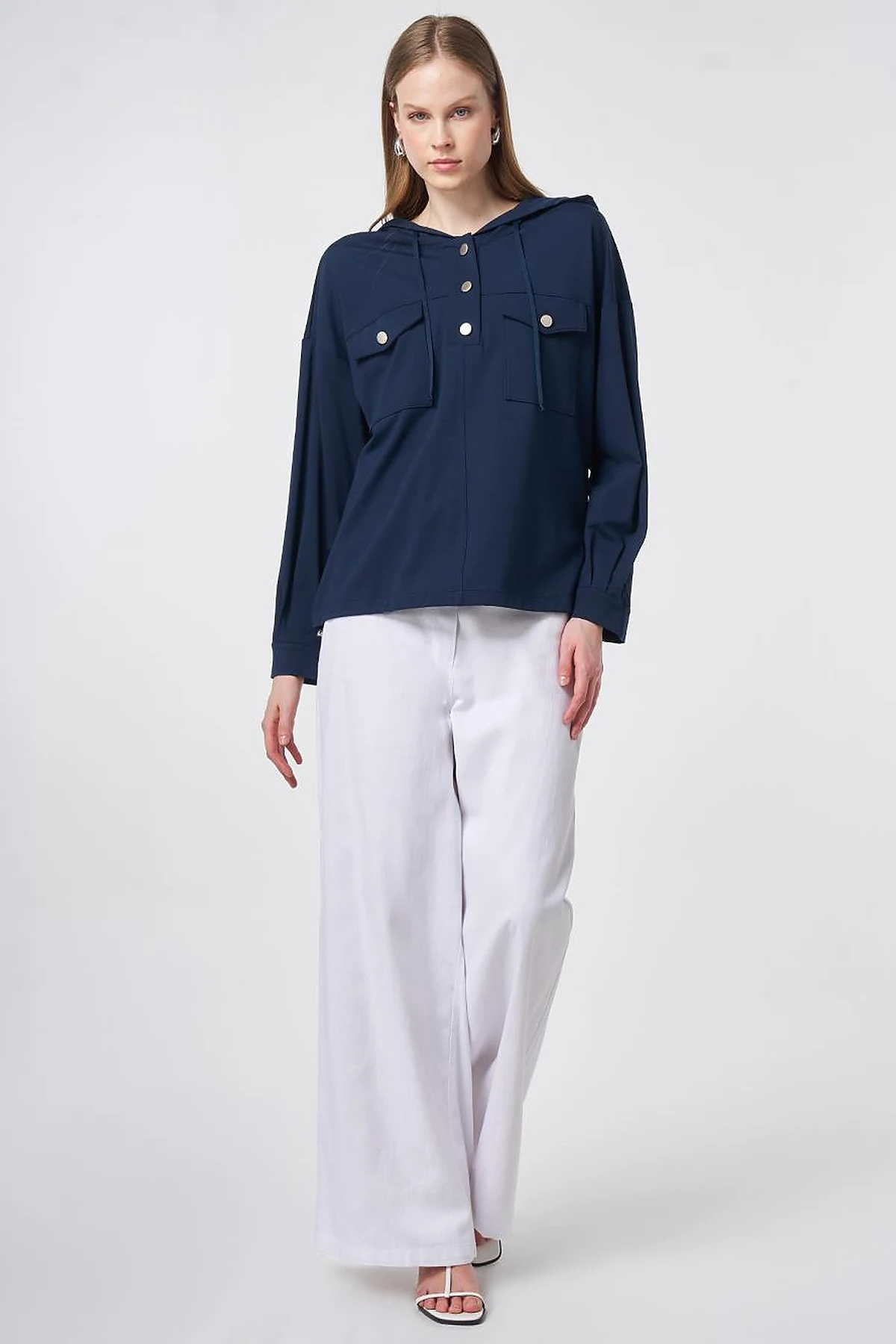 Hooded Rayon Sweatshirt Dark Navy