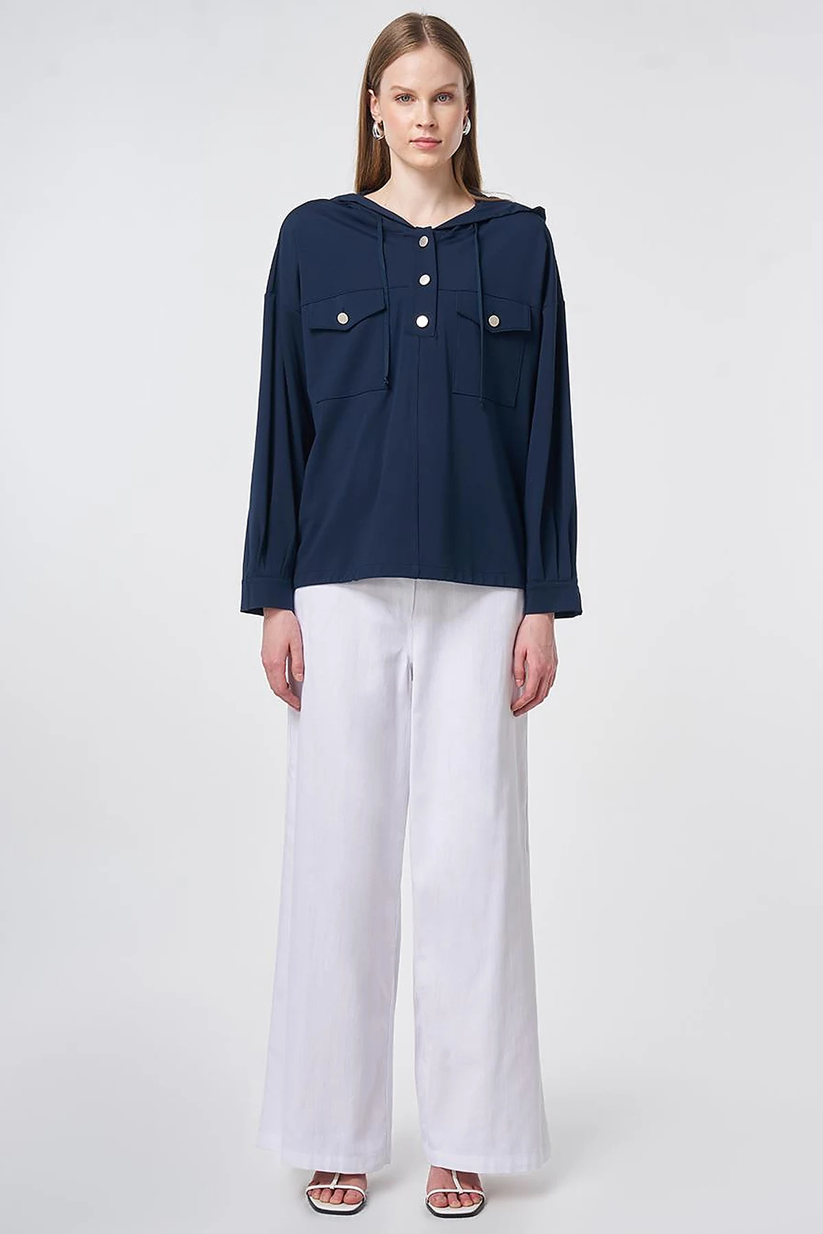 Hooded Rayon Sweatshirt Dark Navy