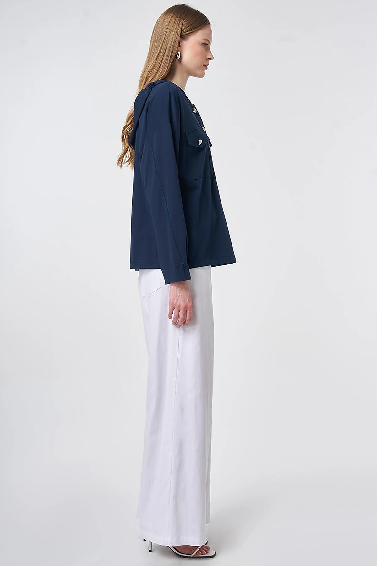 Hooded Rayon Sweatshirt Dark Navy