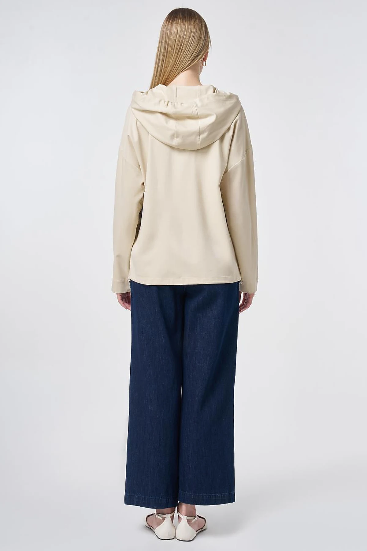 Hooded Rayon Sweatshirt Cream