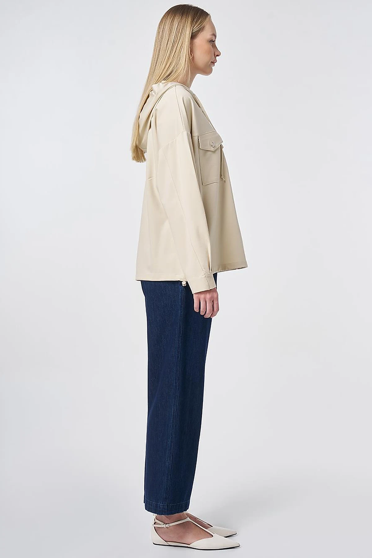 Hooded Rayon Sweatshirt Cream