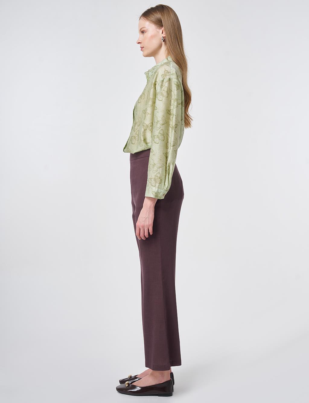 Flared Linen Trousers Chocolate